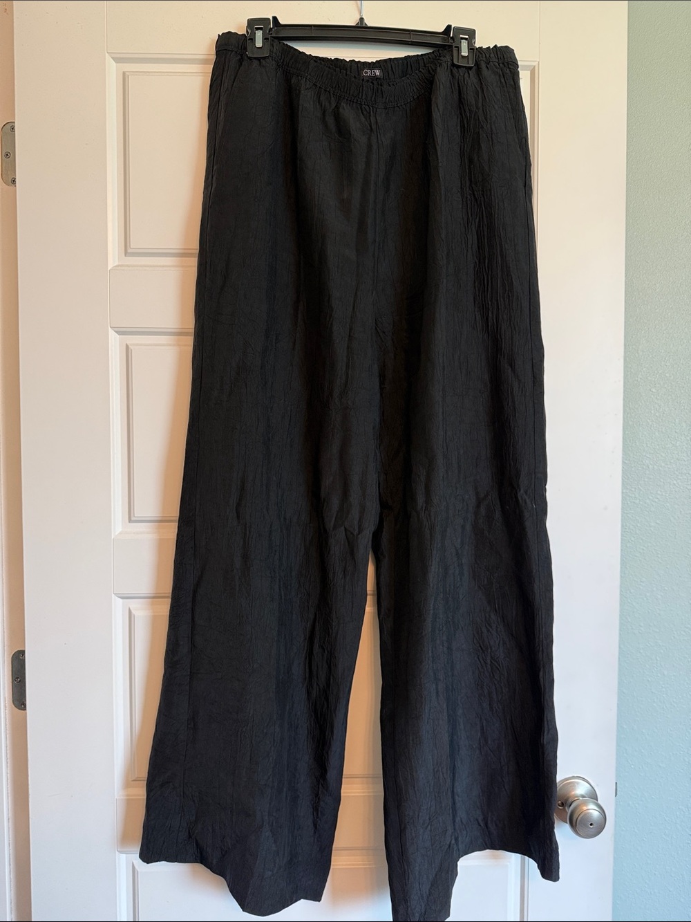 J. Crew Black Satin Wide-Leg Women’s Pants - Lightweight Casual Trousers